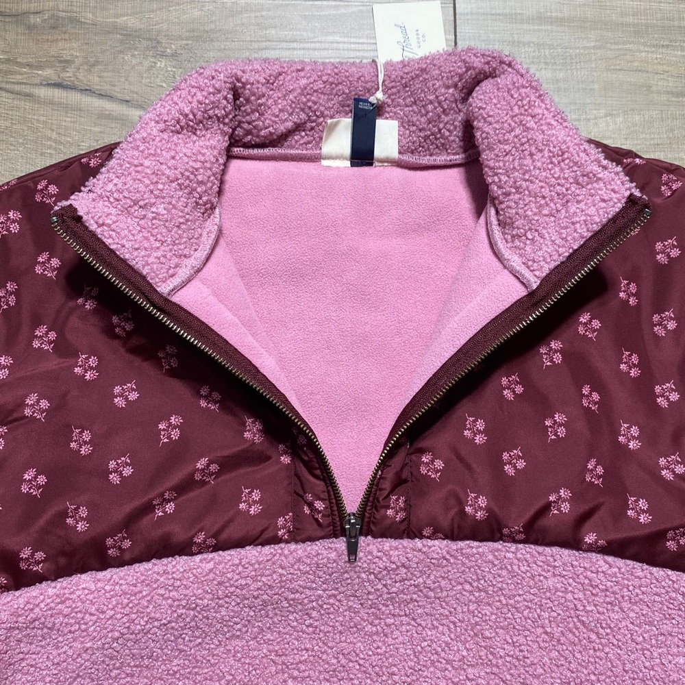 Universal Thread Women's Floral Colorblock 1/2 Zip Sherpa Pullover Size XL Pink - Picture 5 of 11